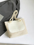 Rope Handle Straw Tote Bag