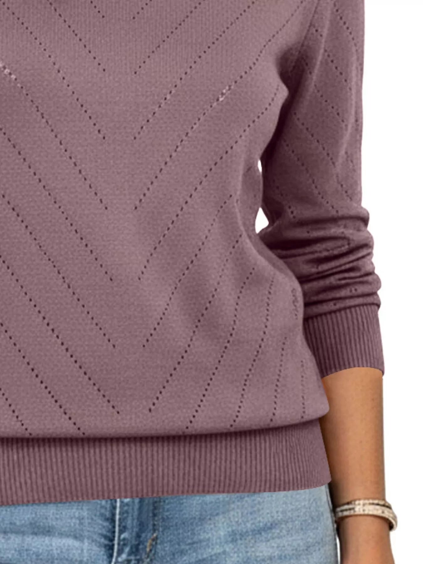 Openwork Round Neck Sweater