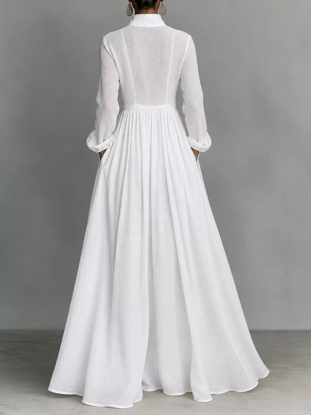 Full Size Long-Sleeve Button Front Maxi Dress Plus Size