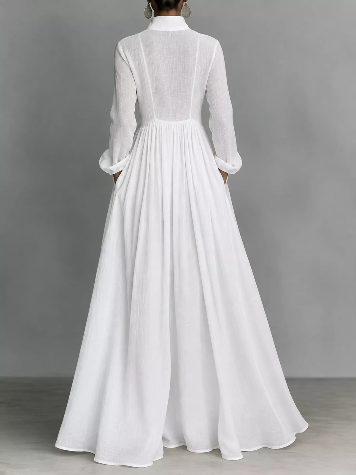 Full Size Long-Sleeve Button Front Maxi Dress Plus Size