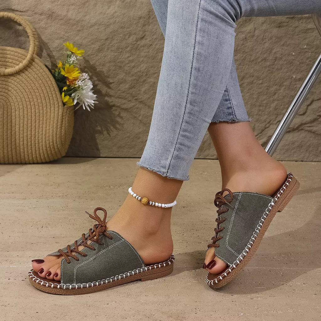 Open Toe Lace Up Sandals