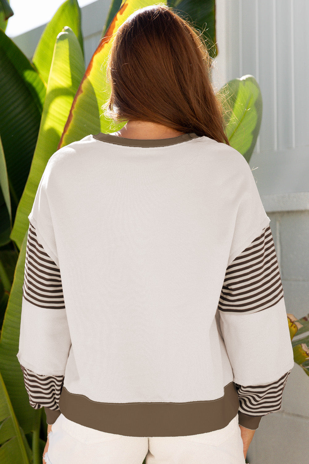 Stripe Colorblock Drop Shoulder Sweatshirt