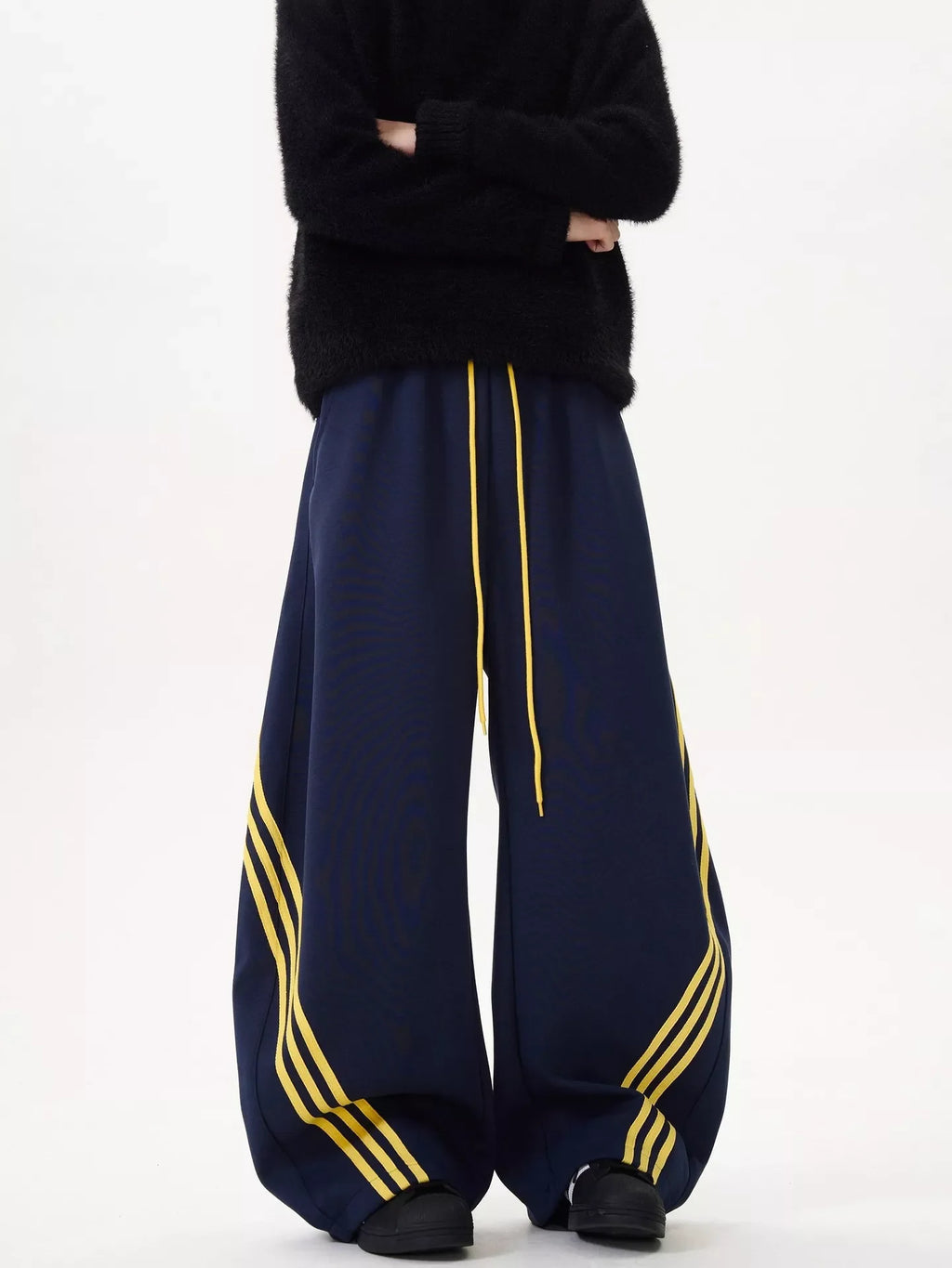 Men's Plus Size Wide Leg Striped Track Pants