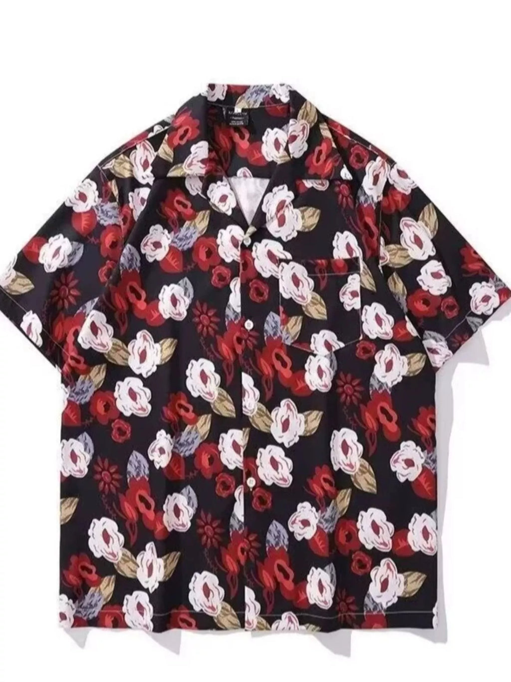 Men's Plus Size Floral Print Short-Sleeve Shirt