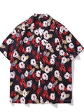 Men's Plus Size Floral Print Short-Sleeve Shirt