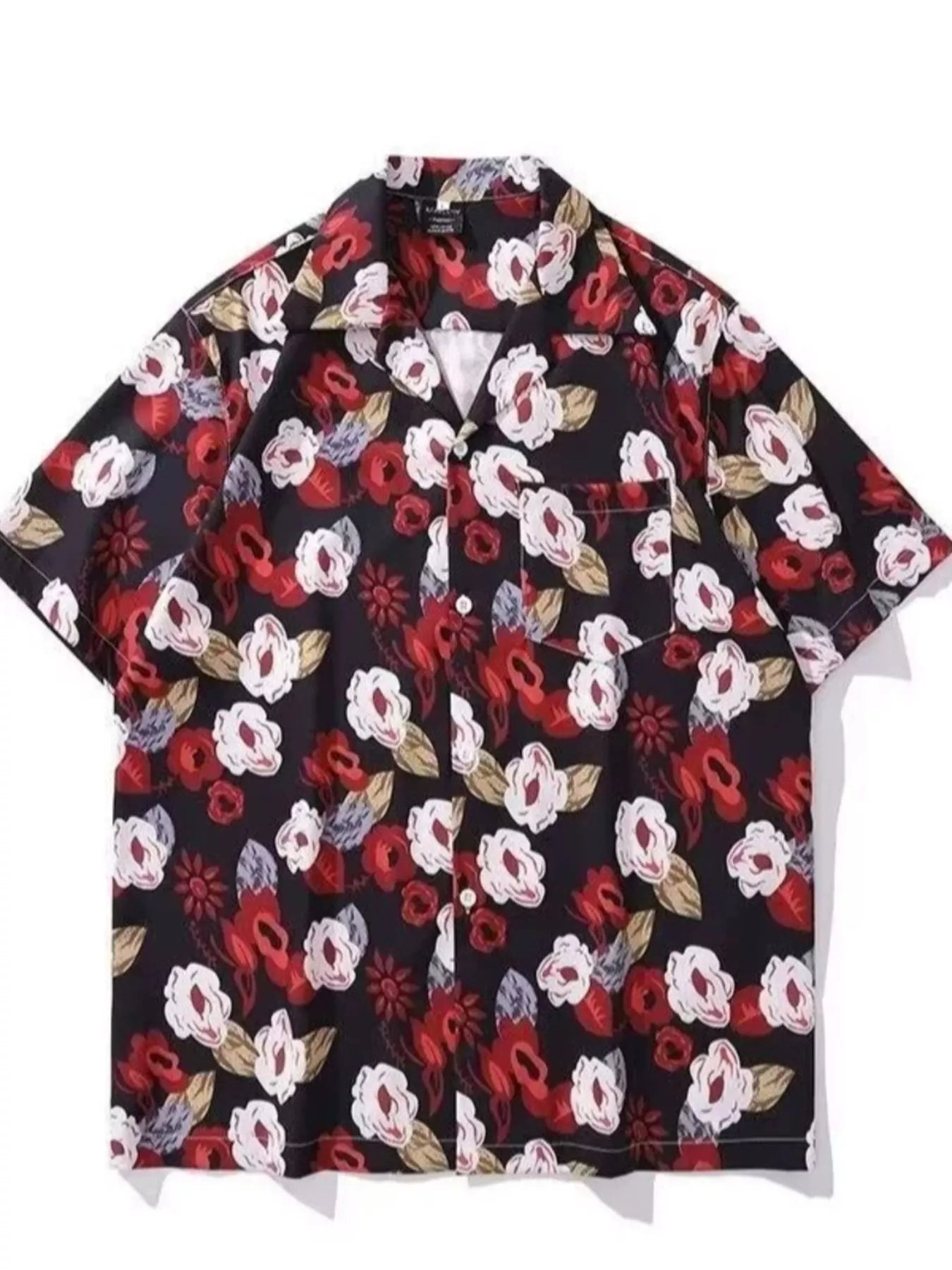 Men's Plus Size Floral Print Short-Sleeve Shirt