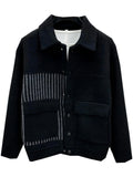 Men's Plus Size Button Up Long Sleeve Jacket
