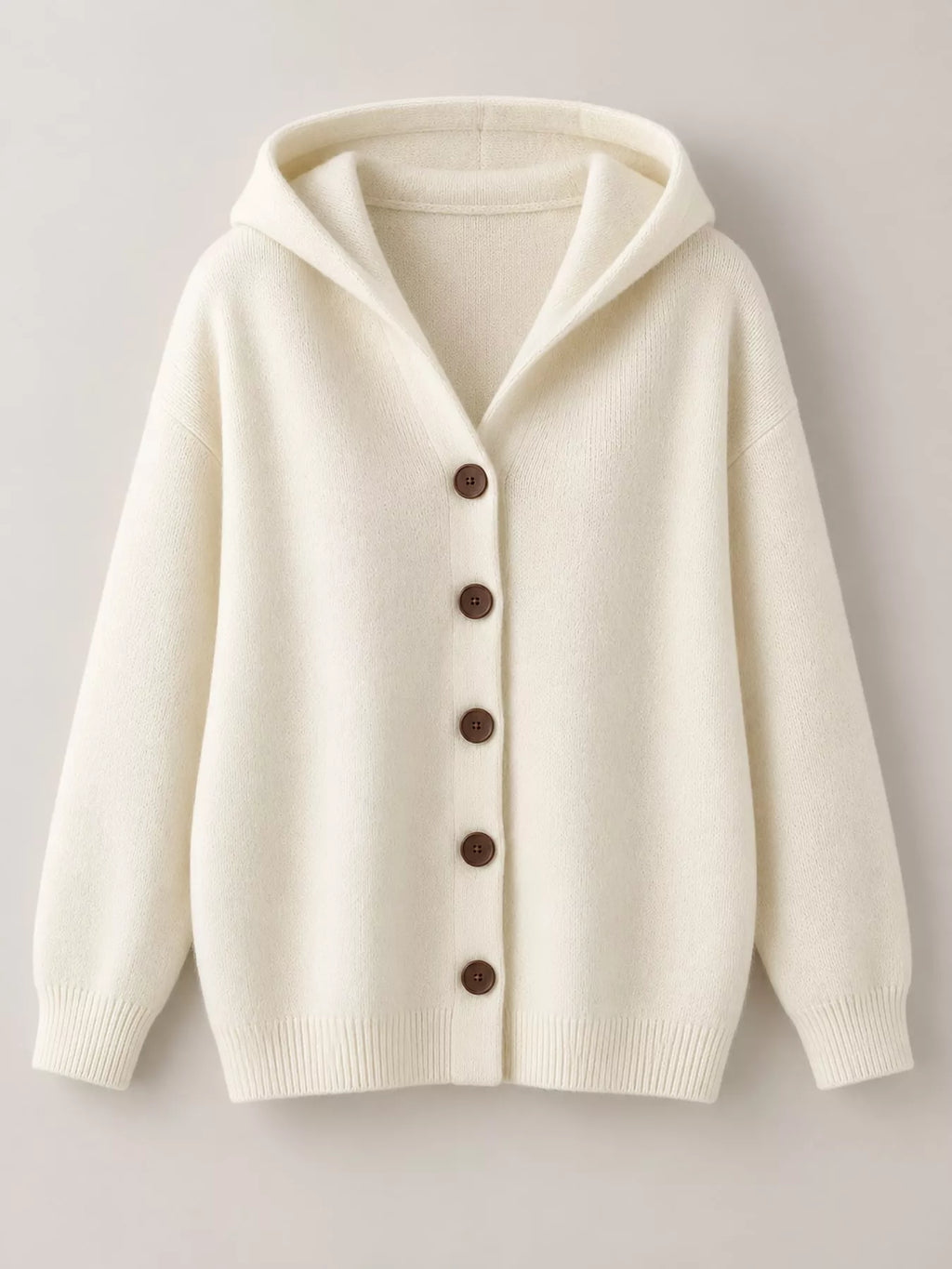 Full Size Hooded Button-Down Knit Cardigan Plus Size