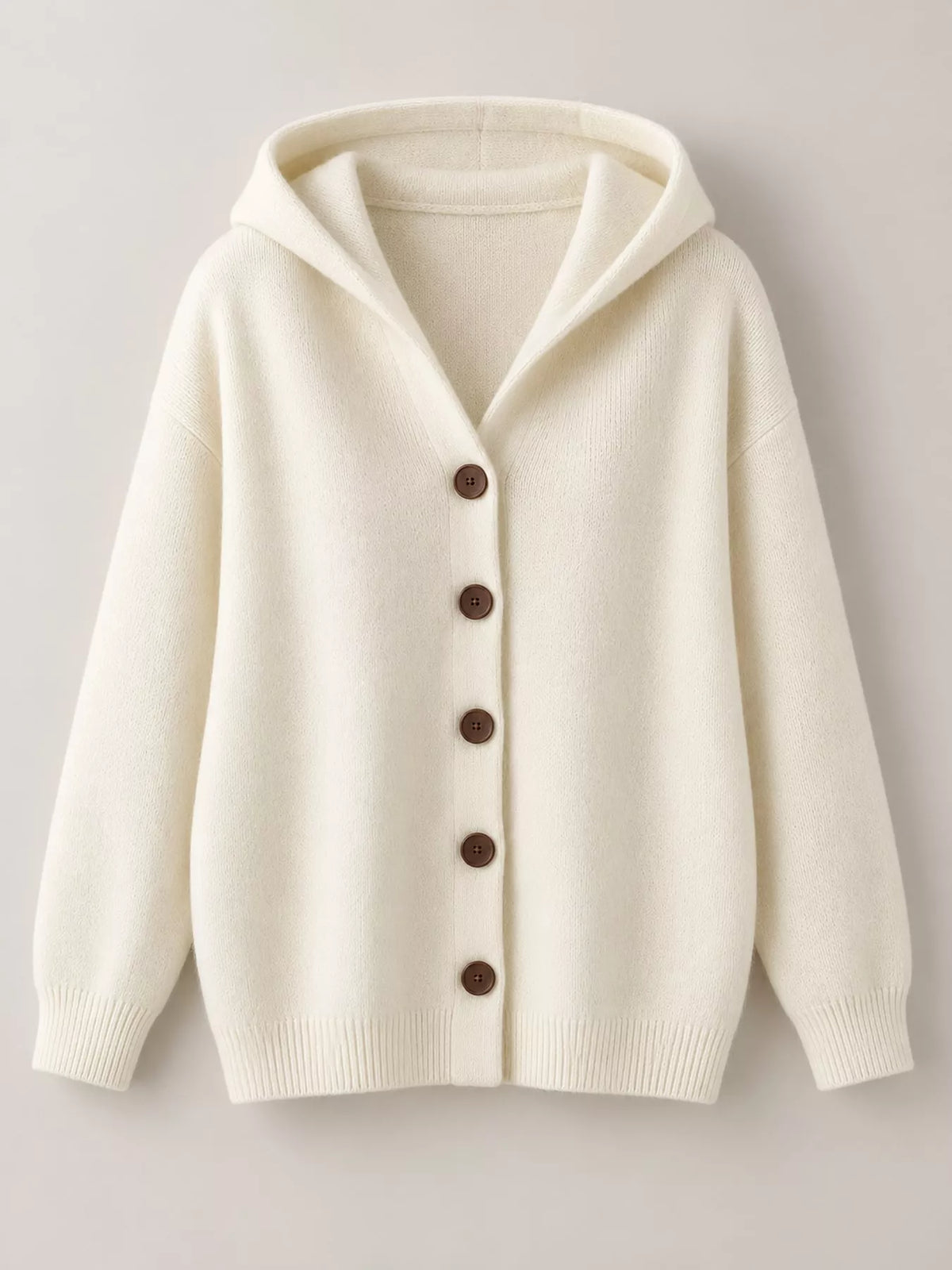 Full Size Hooded Button-Down Knit Cardigan Plus Size