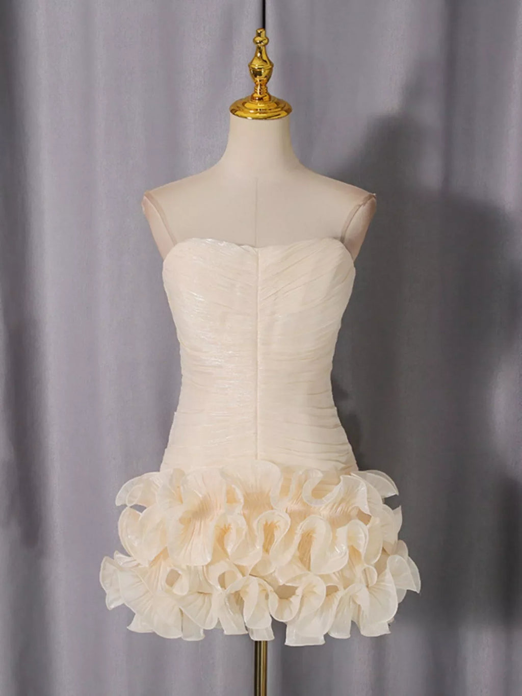 Strapless Ruffle Ruched Mini Dress