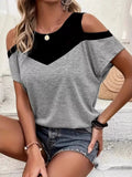 Cold Shoulder Color Block T-Shirt