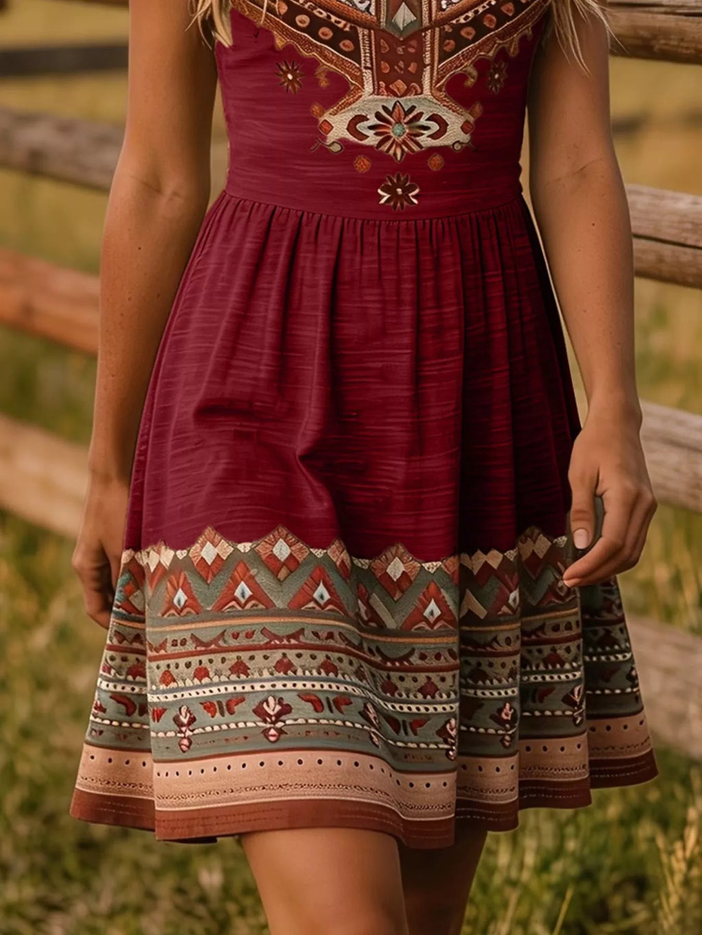 Tribal Print Sleeveless A-Line Summer Dress