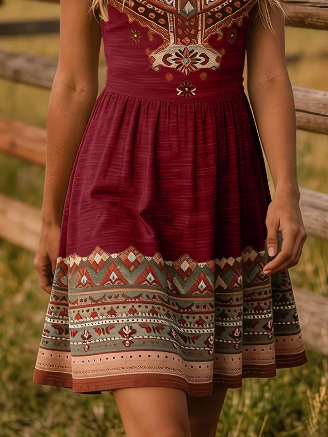 Tribal Print Sleeveless A-Line Summer Dress