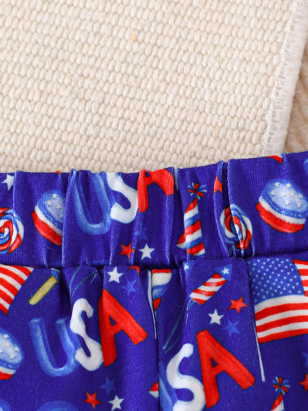 Children's Patriotic USA Flag Print Tee and Shorts Set