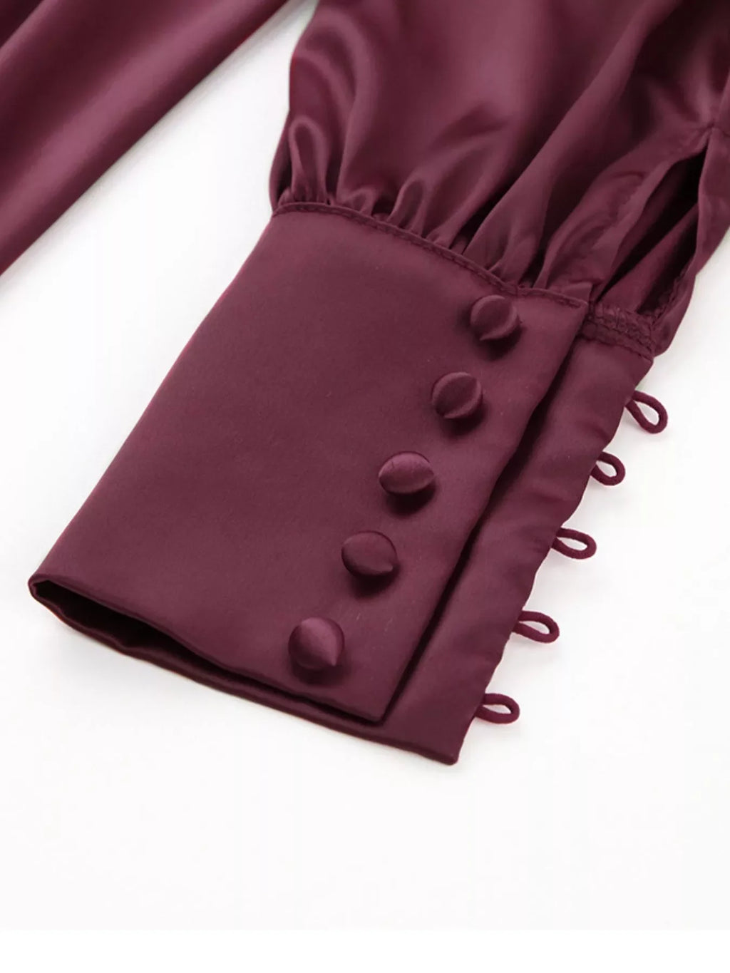Elegant V-Neck Puff Sleeve Button-Down Midi Dress