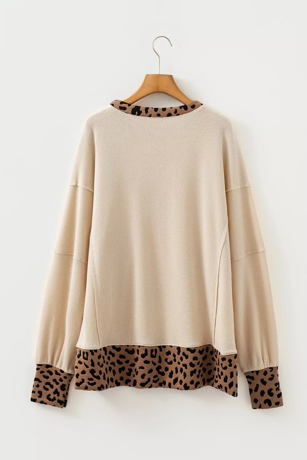 Contrast Leopard Star Patchwork Detail Raw Seam Baggy Sweatshirt