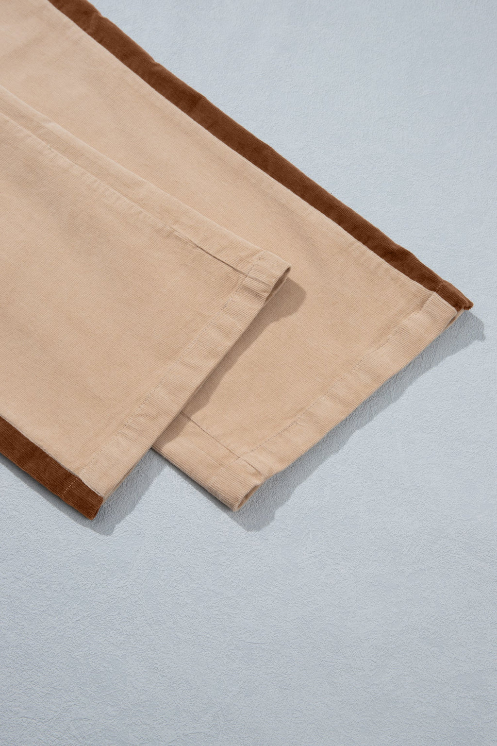 Smoke Gray Corduroy Side Panel Colorblock Straight Leg Pants