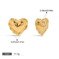 18K gold heart-shaped earrings and ring set with textured design