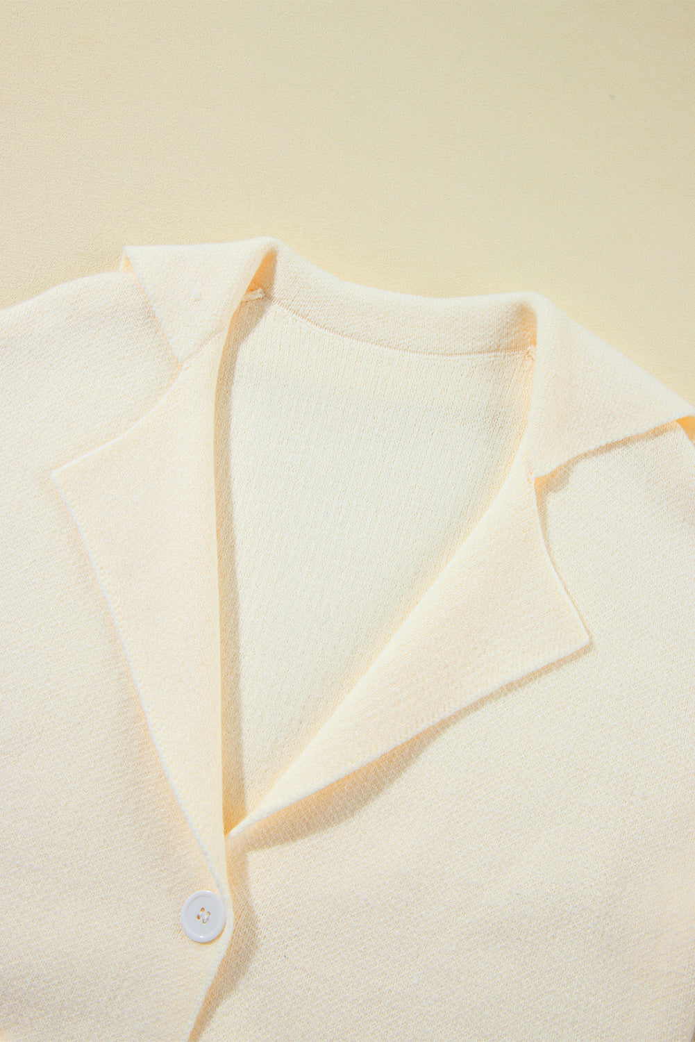 Solid Lapel Collar Single Button Sweater Cardigan