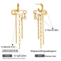 Safety Pin Chain Tassel Earrings