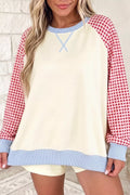 Plaid Raglan Sleeve Sweatshirt