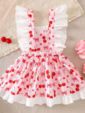 Children's Cherry Print Ruffle Trim Dress