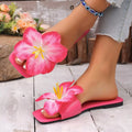 Floral Embellished Square Toe Slide Sandals