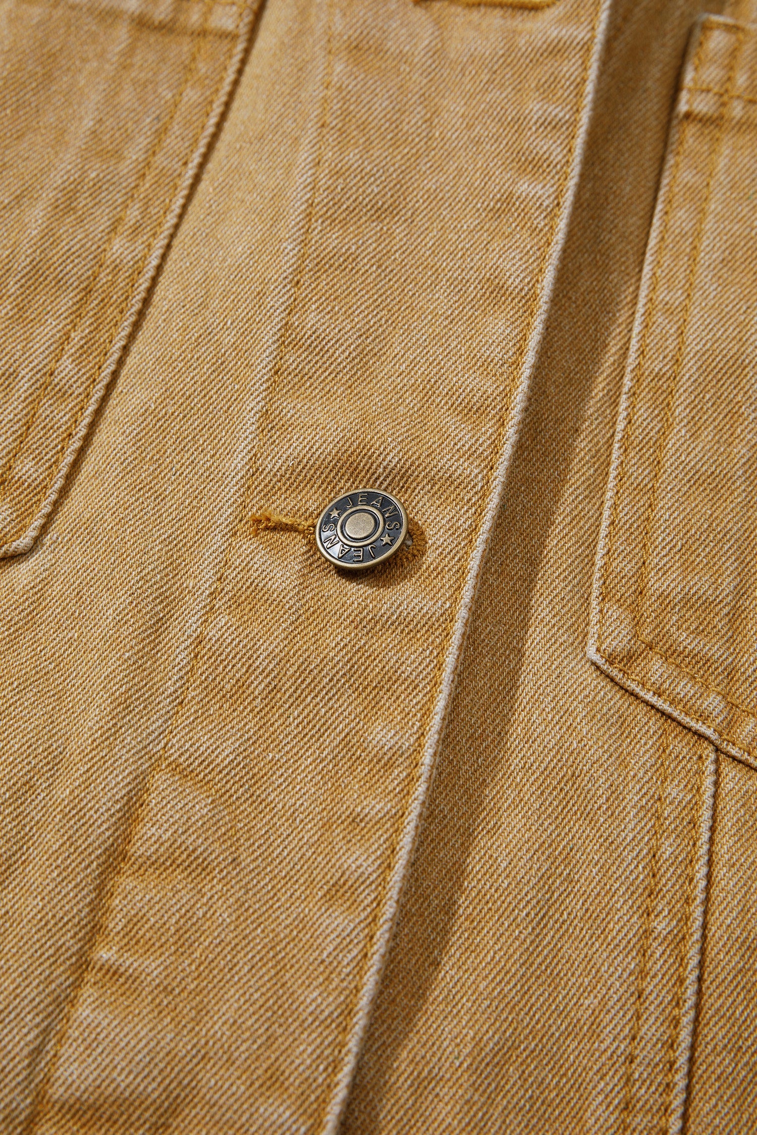 honey gold Metal Button Front Long Sleeve Collar Denim Jacket