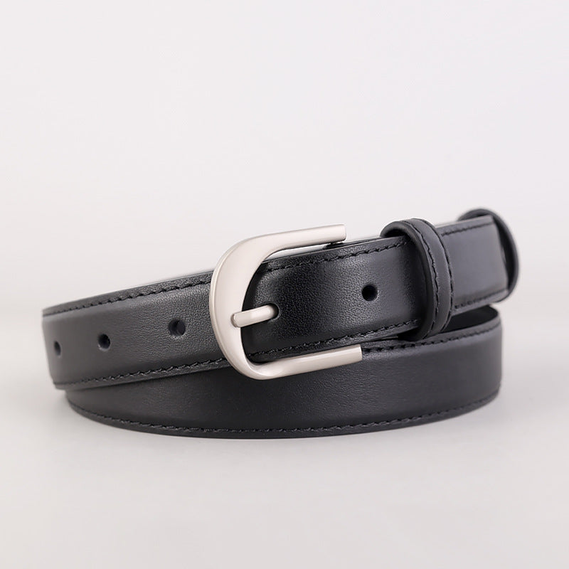 Slim Leather Adjustable Buckle Belt