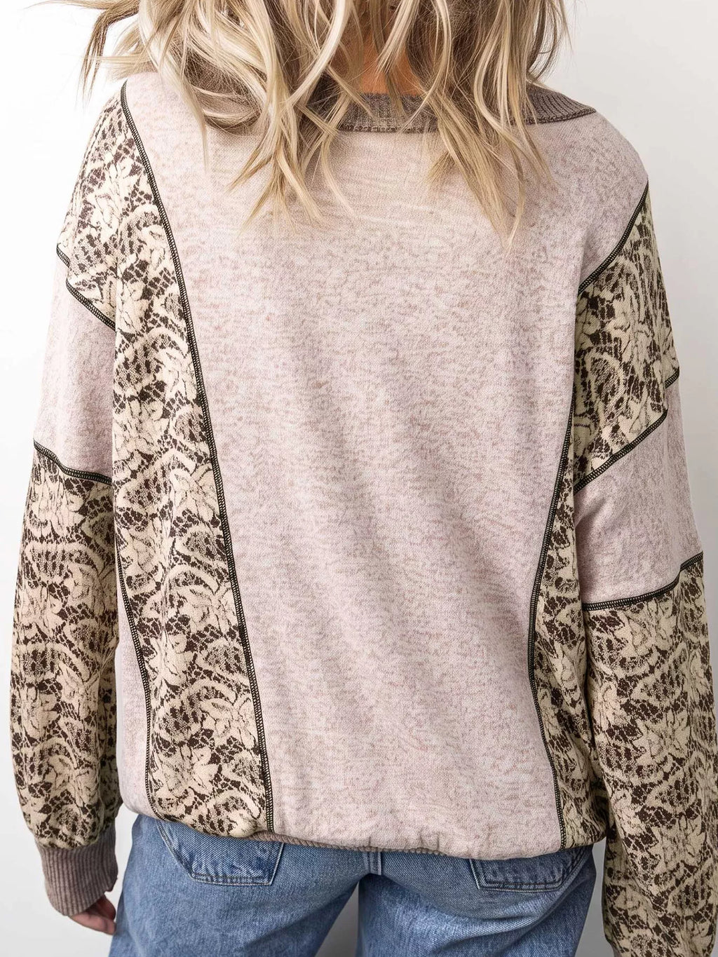 Floral Print Round Neck Long Sleeve Shift Top