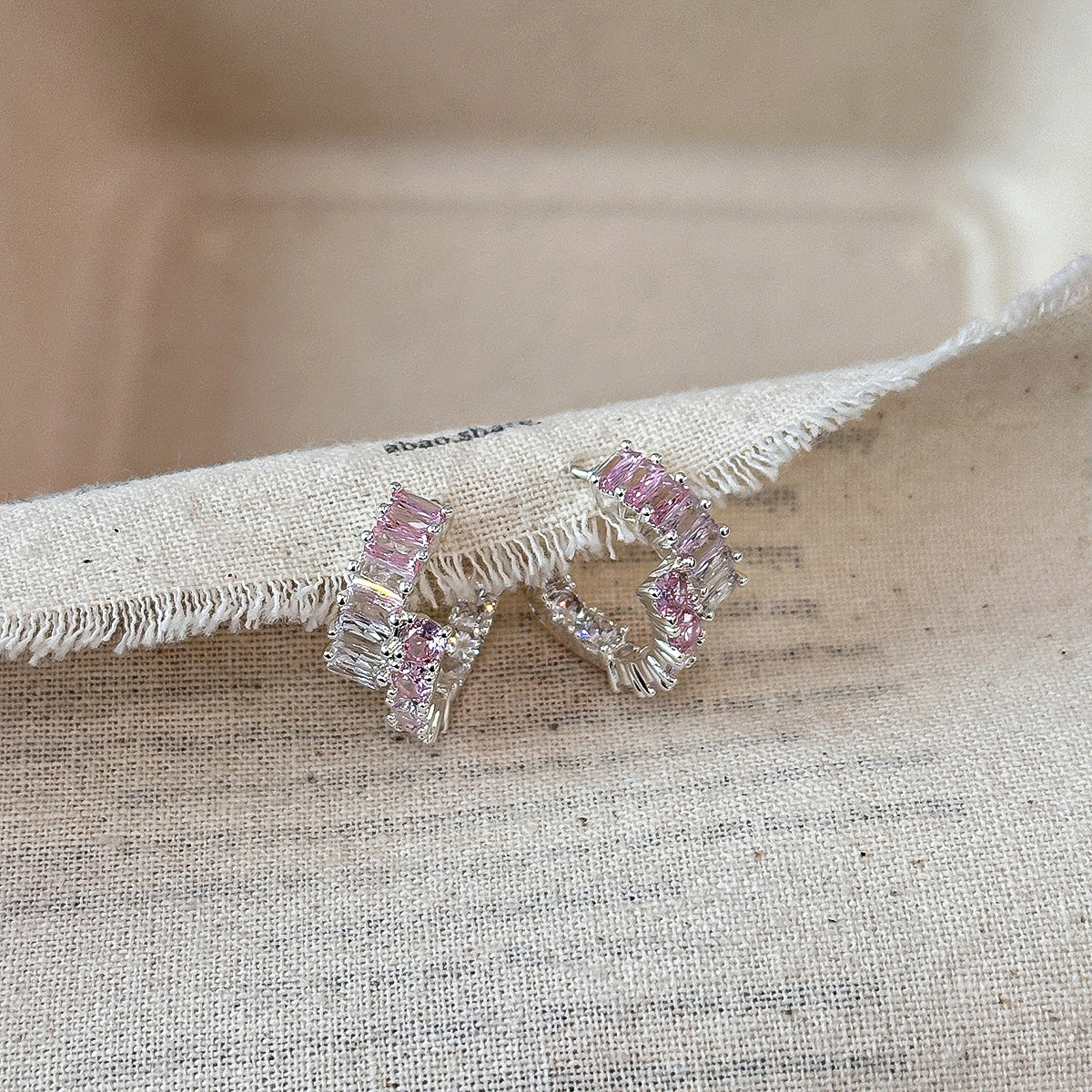 Colorful Earrings Womens C-shaped Diamond-studded Stud Earrings