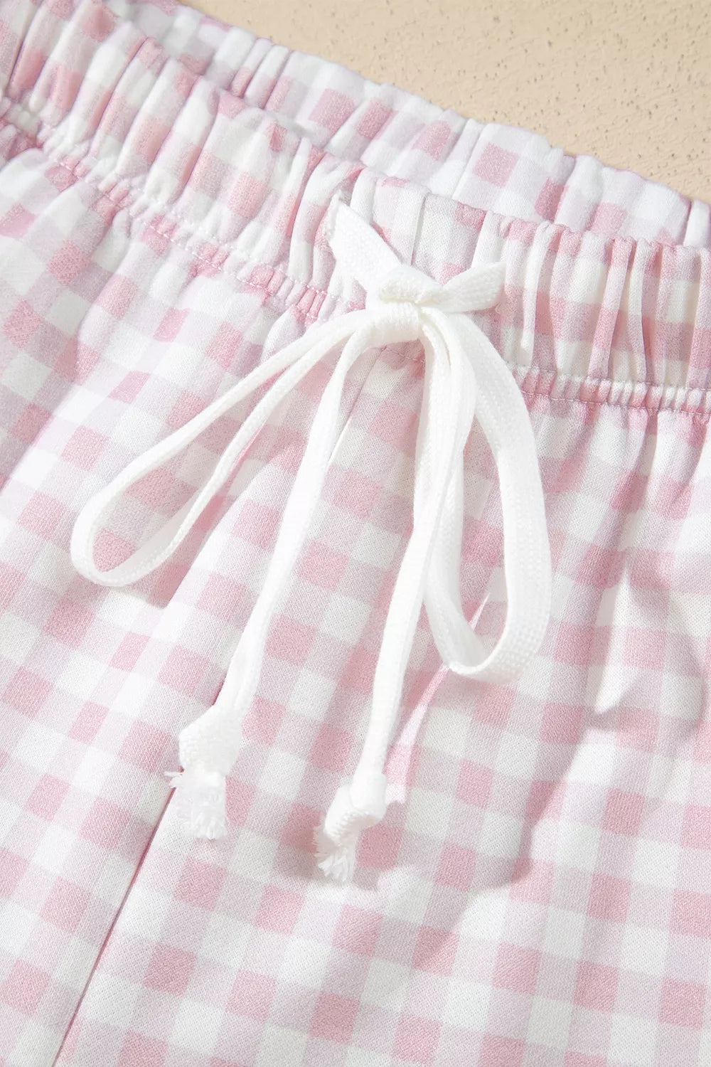 Gingham Long Sleeve Sweatshirt and Shorts Set