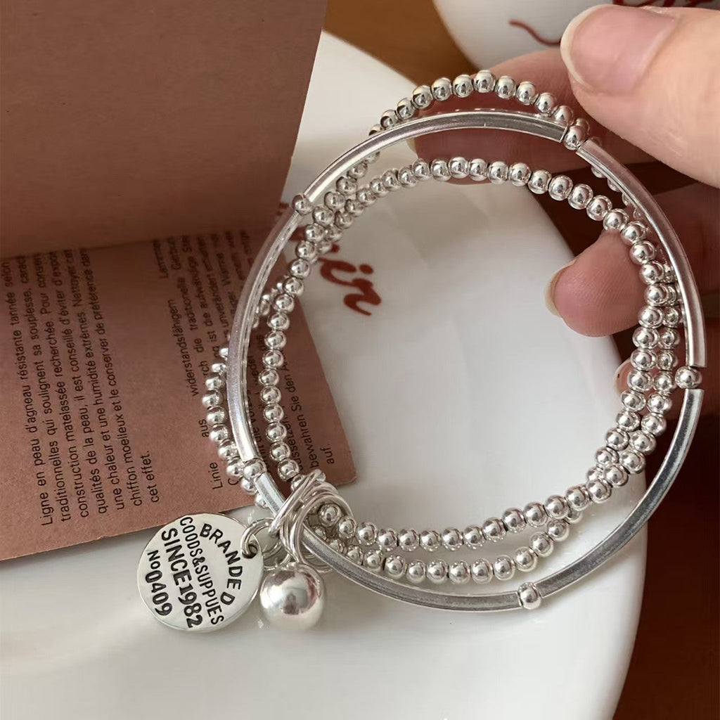 Womens Minimalist Three-Tier Round-Plate Pendant Bracelet