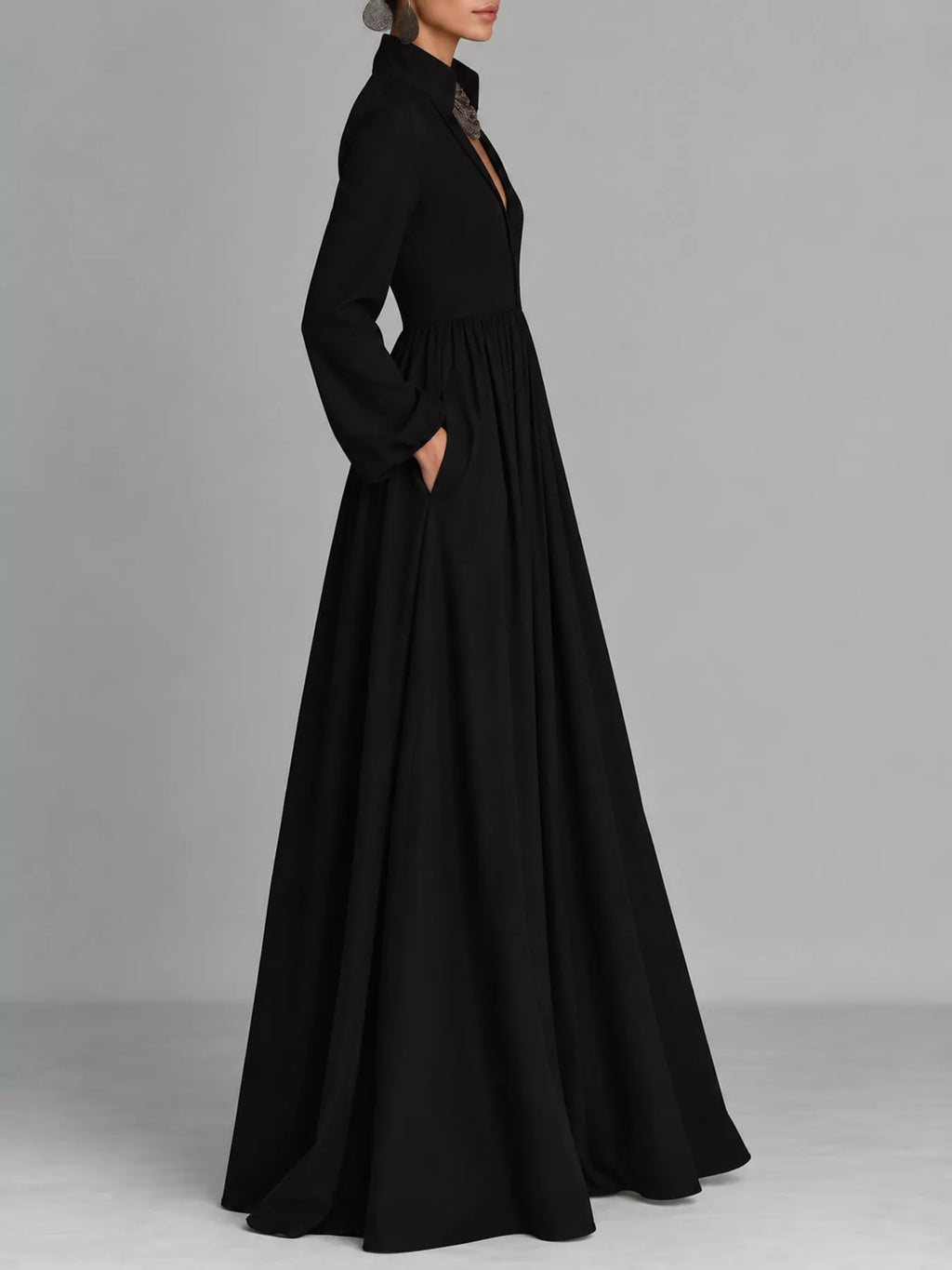 Full Size Long-Sleeve Button Front Maxi Dress Plus Size