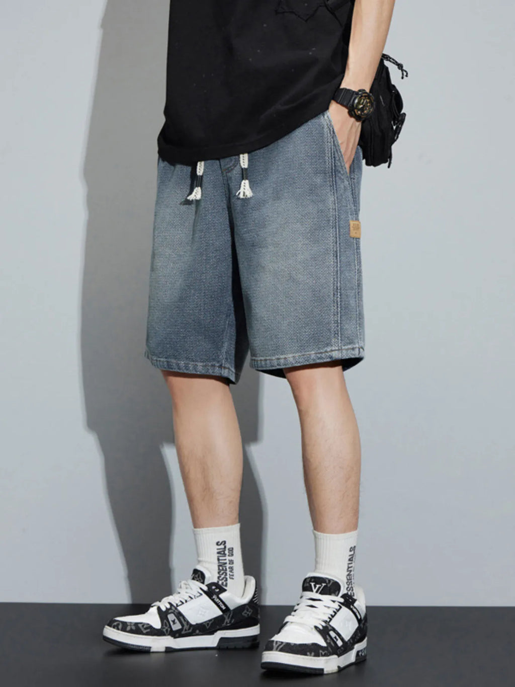 Men's Full Size Casual Loose Fit Denim Shorts Plus Size