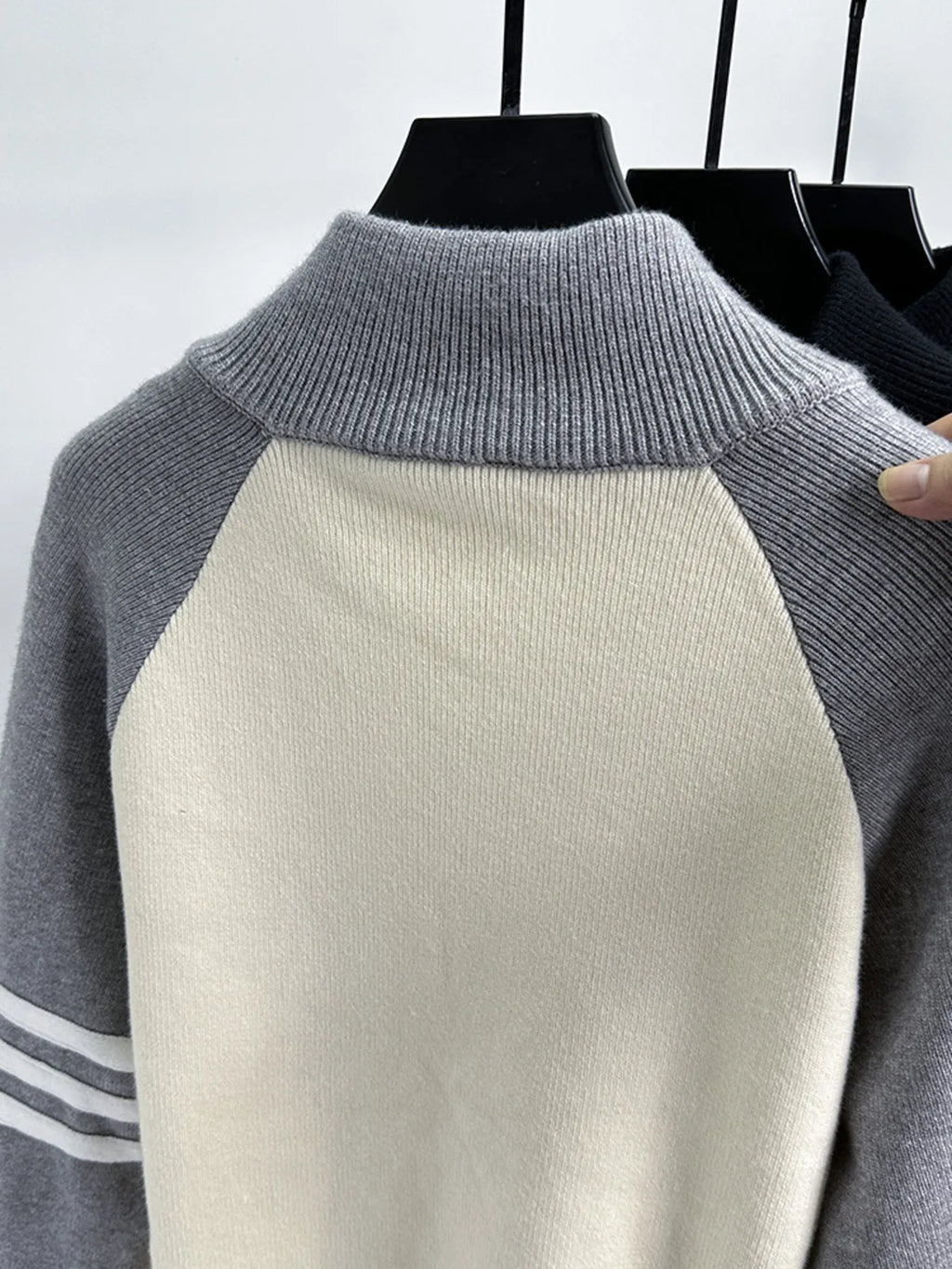 Men's Color Block Zip-Up Cardigan