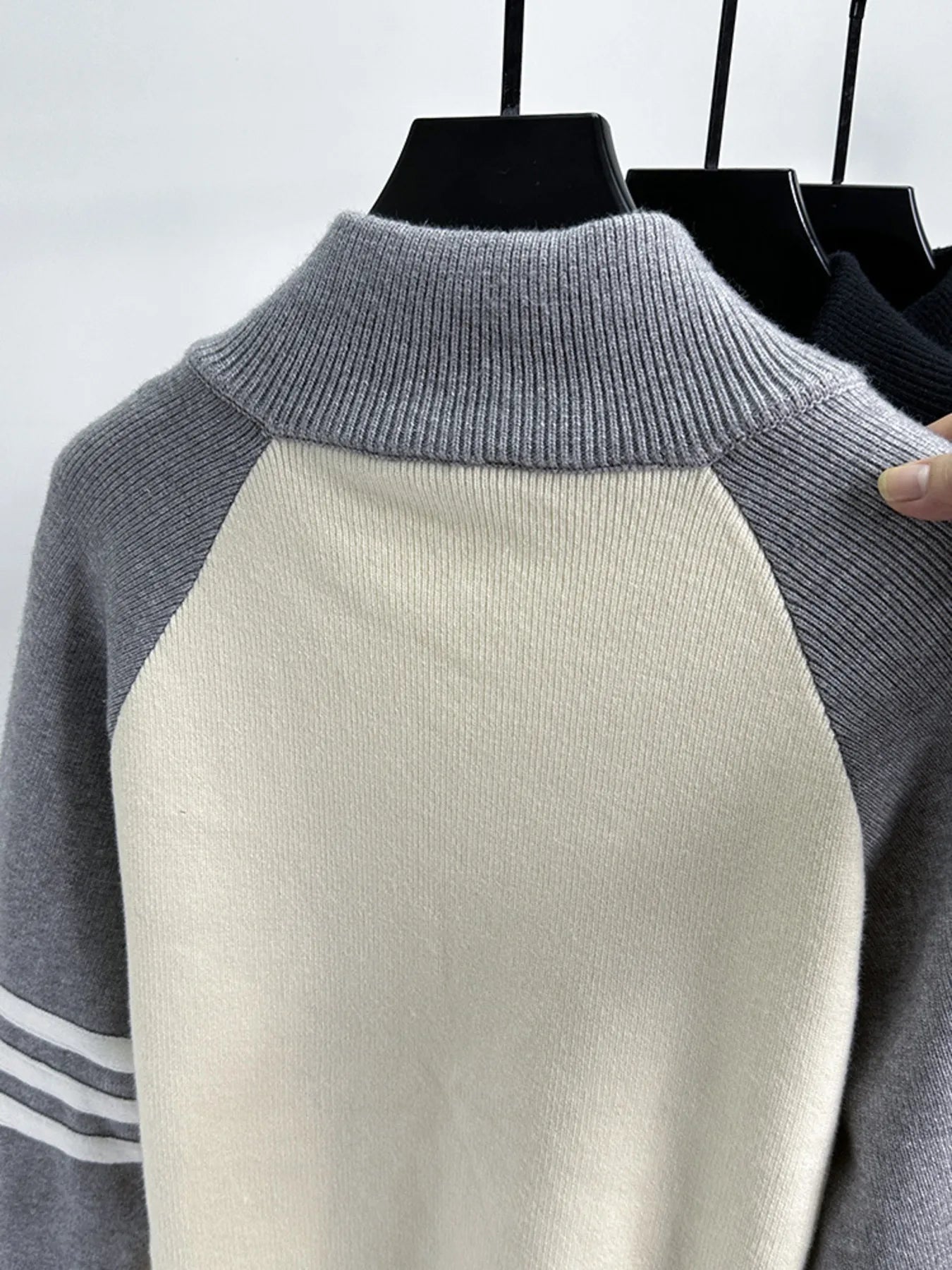 Men's Color Block Zip-Up Cardigan