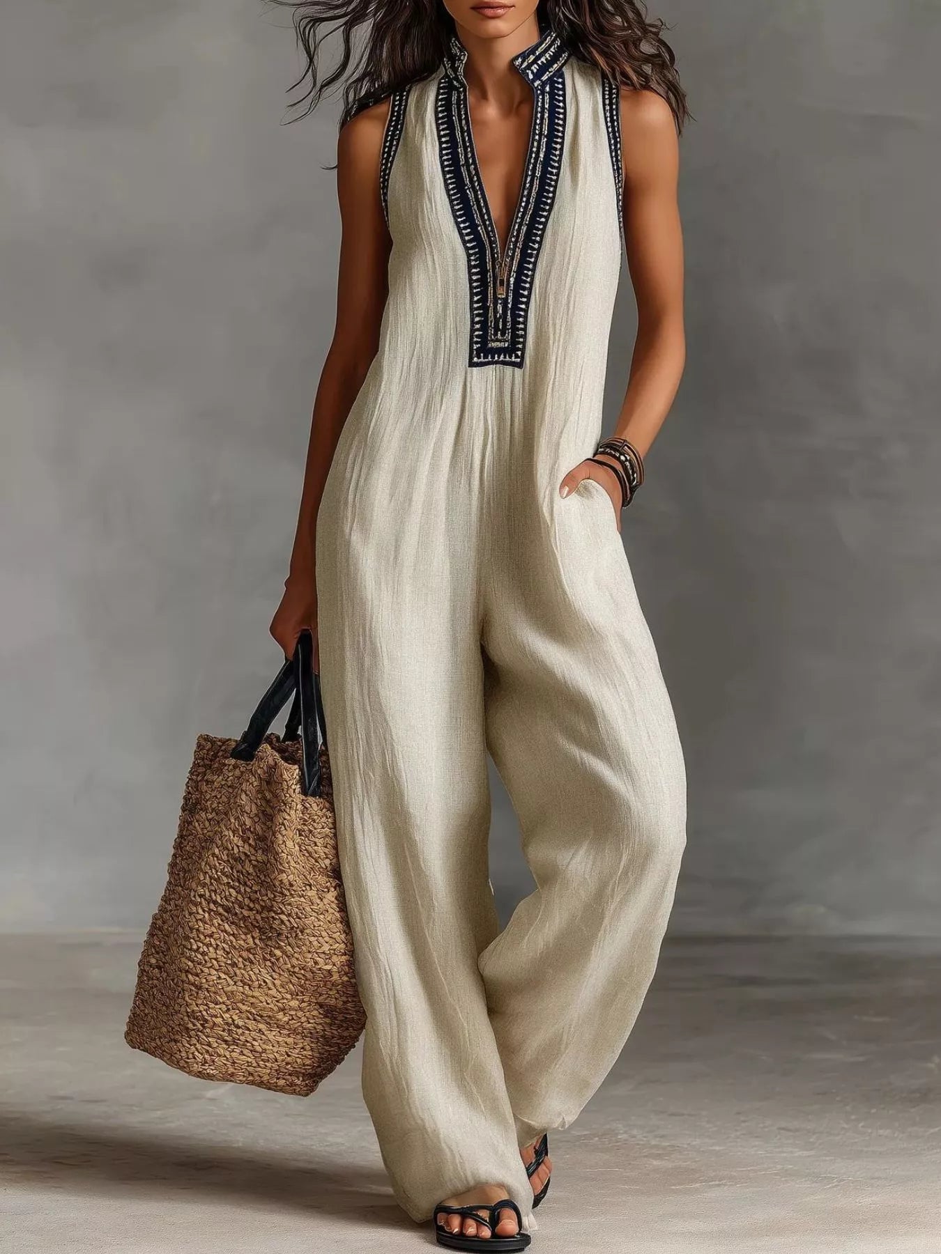 Full Size Sleeveless Wide-Leg Jumpsuit Plus SIze