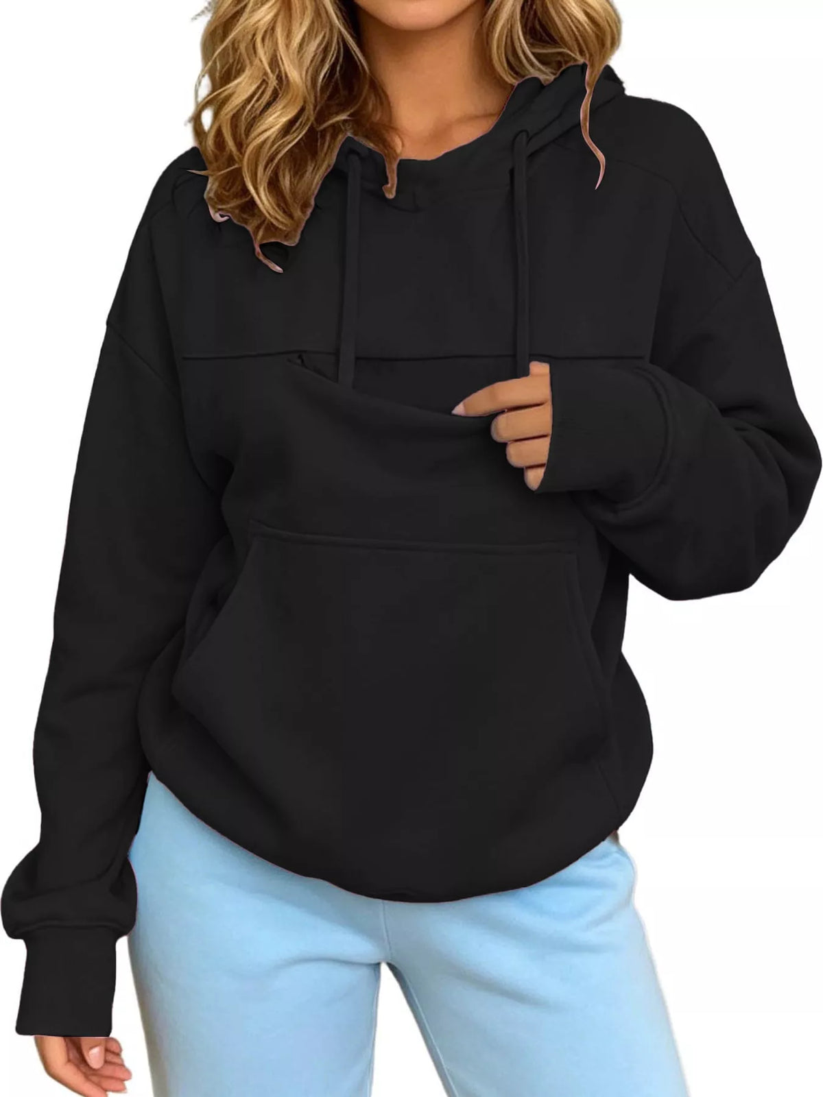 Full Size Cat Pouch Drawstring Hoodie Plus Size