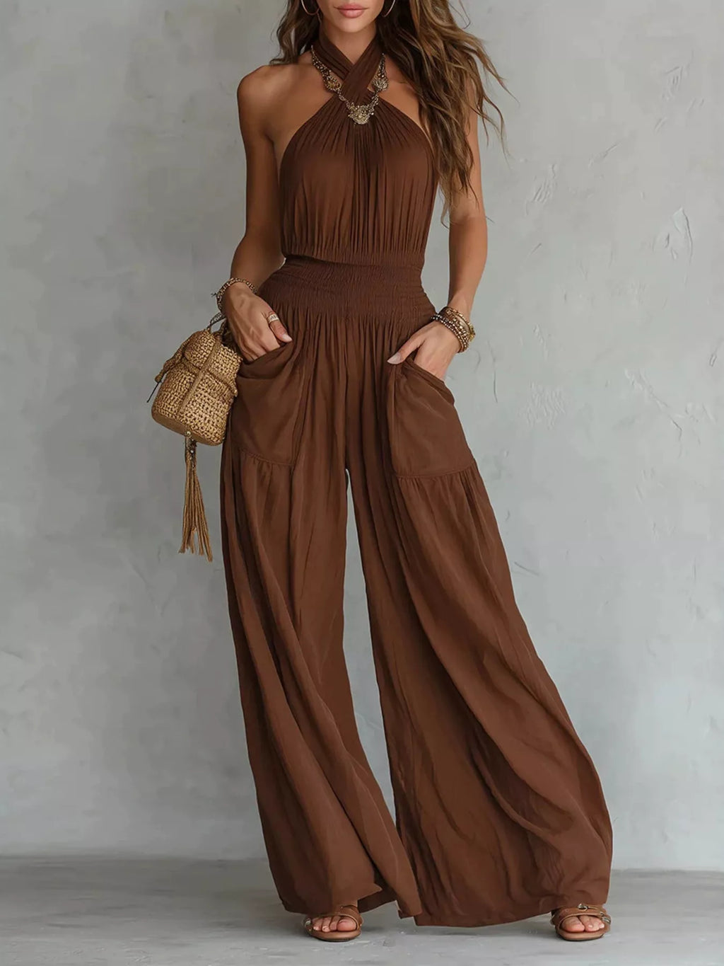 Halter Neck Wide-Leg Jumpsuit