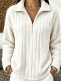 Quarter-Zip Dropped Shoulder Sweatshirt