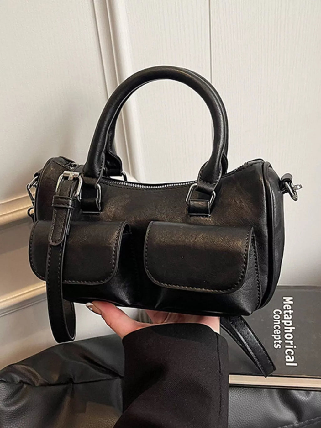 PU Leather Vintage Boston Handbag