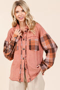 Button Down Plaid Patchwork Shacket – Unlined Cotton
