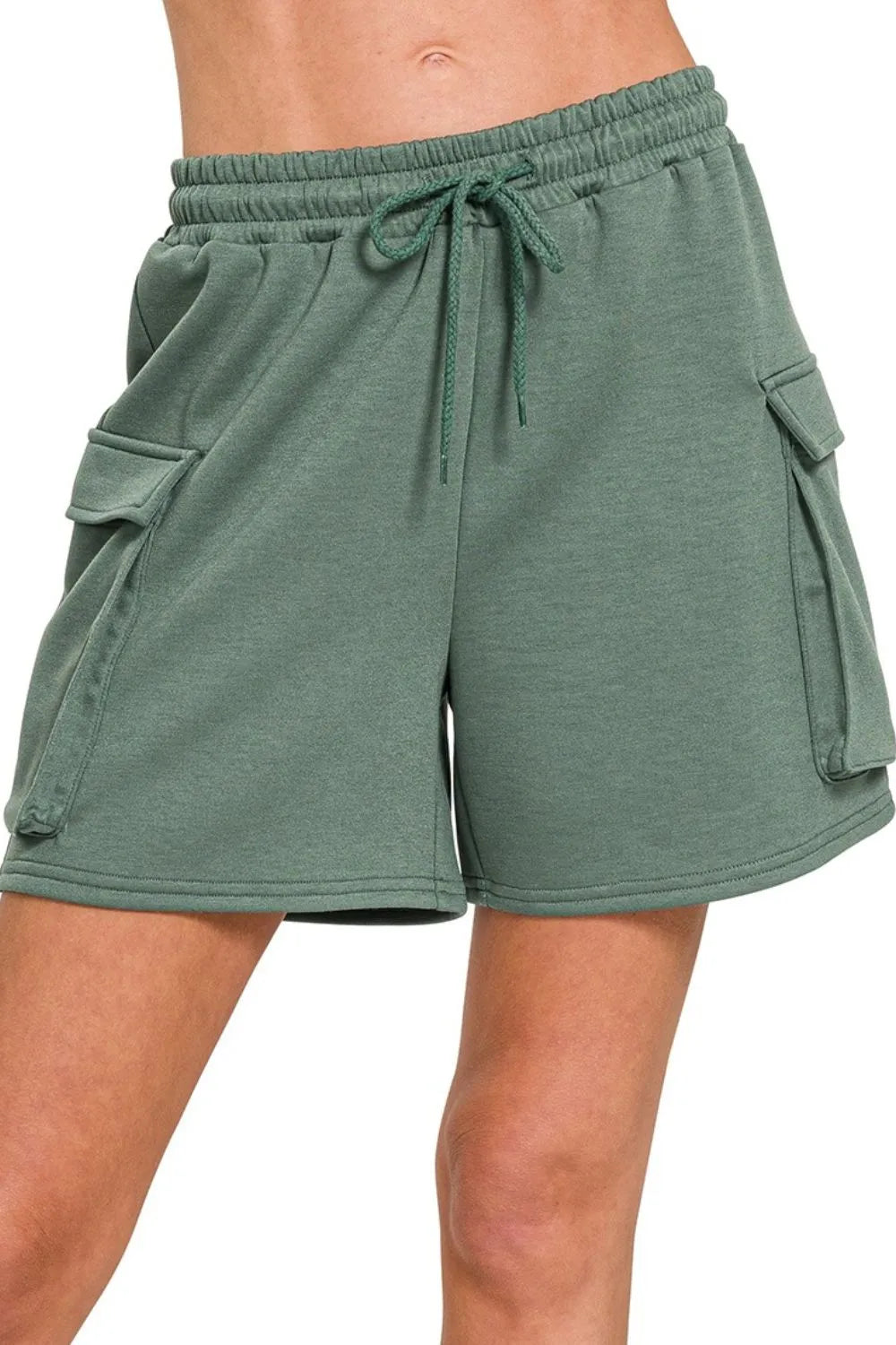Scuba Drawstring Shorts with Thigh Pockets