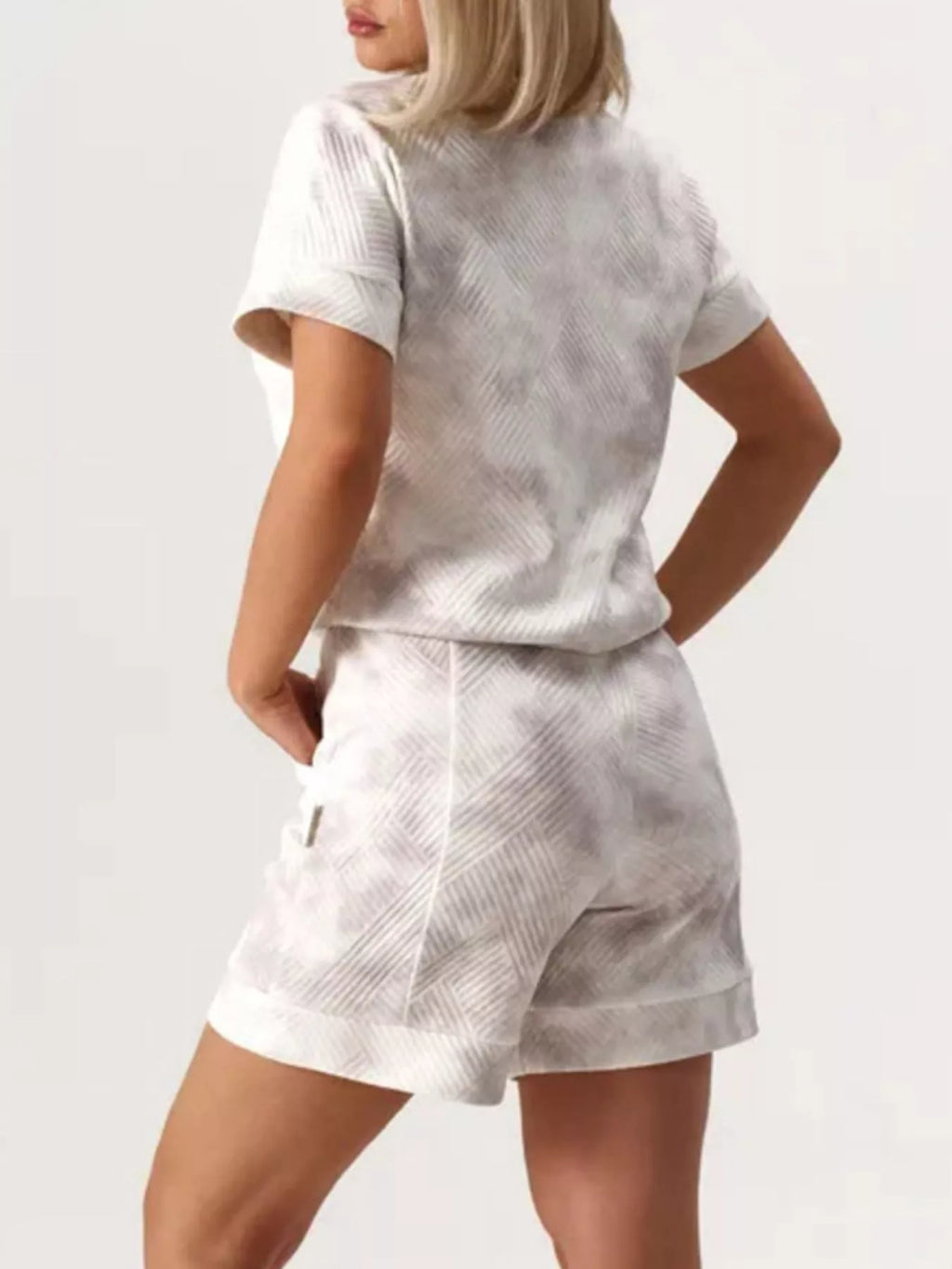 Half Zip Short Sleeve Top and Shorts Set