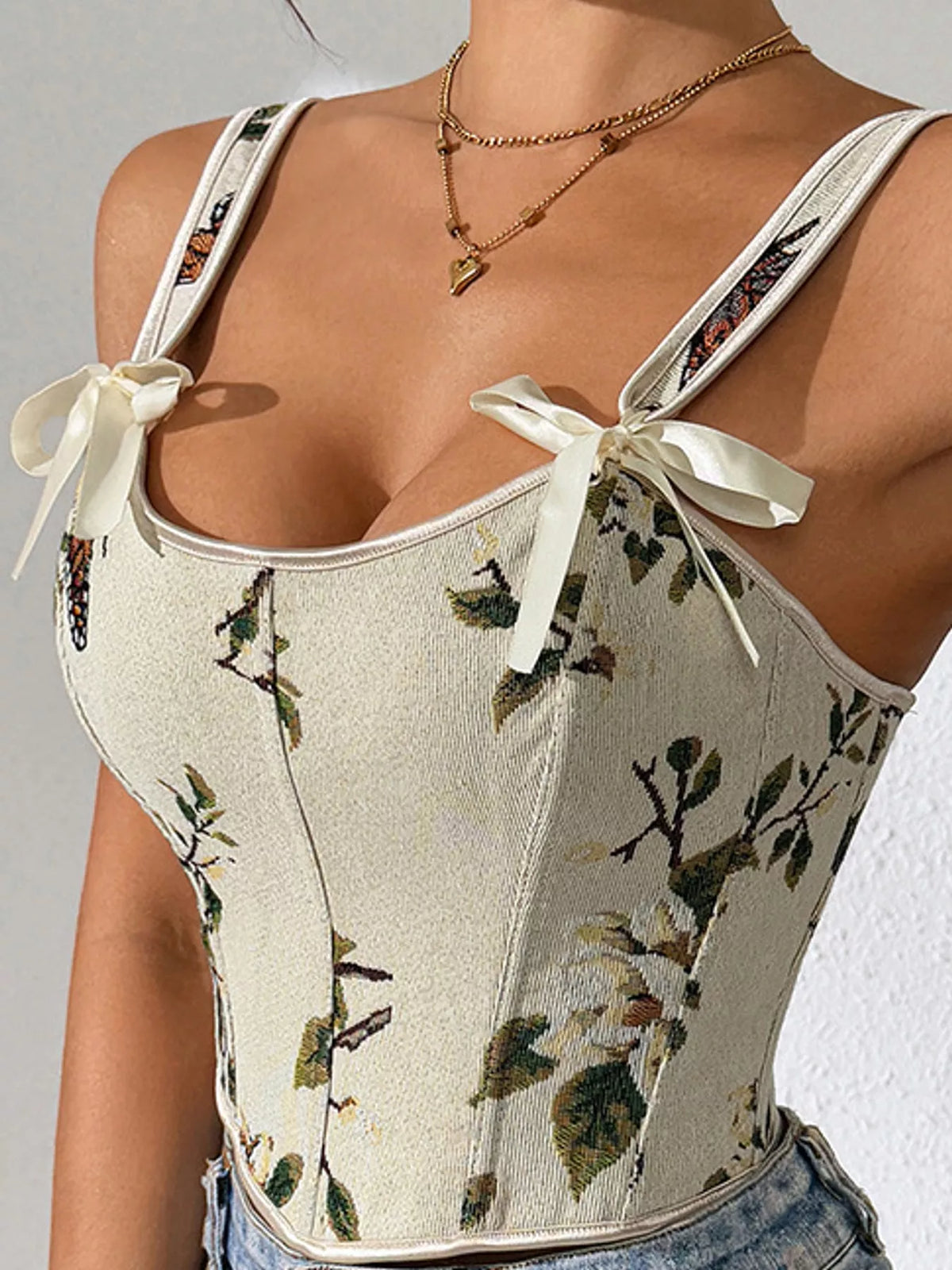 Floral Lace Up Back Tank
