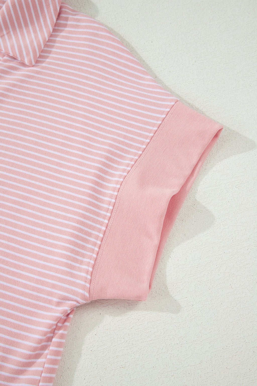 Pink Stripe Dolman Sleeve Polo Shirt and Drawstring Shorts Set