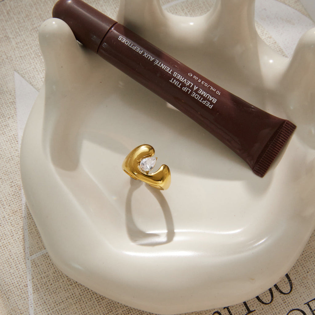 Horseshoe Zircon Open Ring