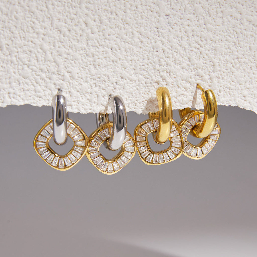 Zircon Circle Drop Earrings Collection