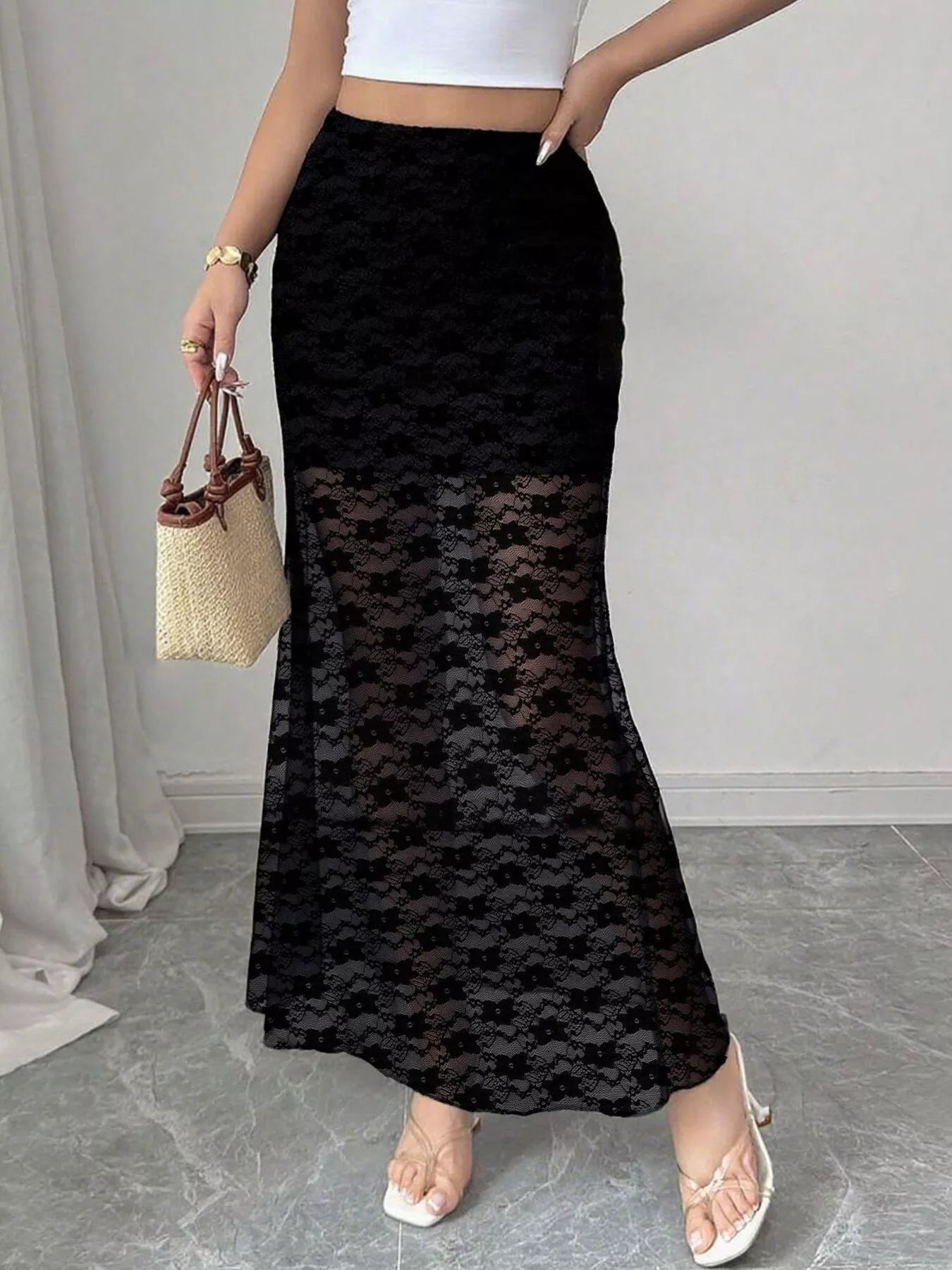 Elegant Lace Mermaid Sheer Skirt